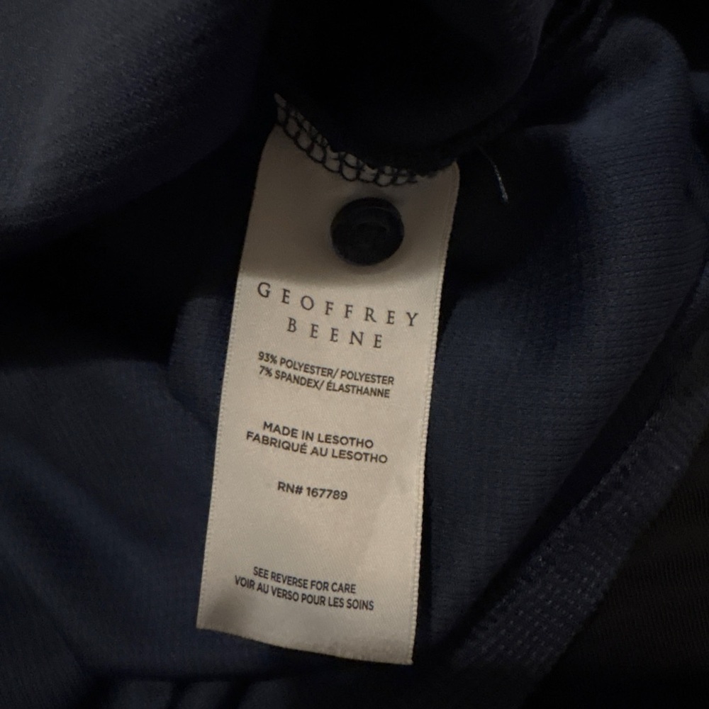 Geoffrey Beene Mens Navy Long Sleeve Polo Shirt Stretch Size L Preppy Golf - Picture 4 of 4